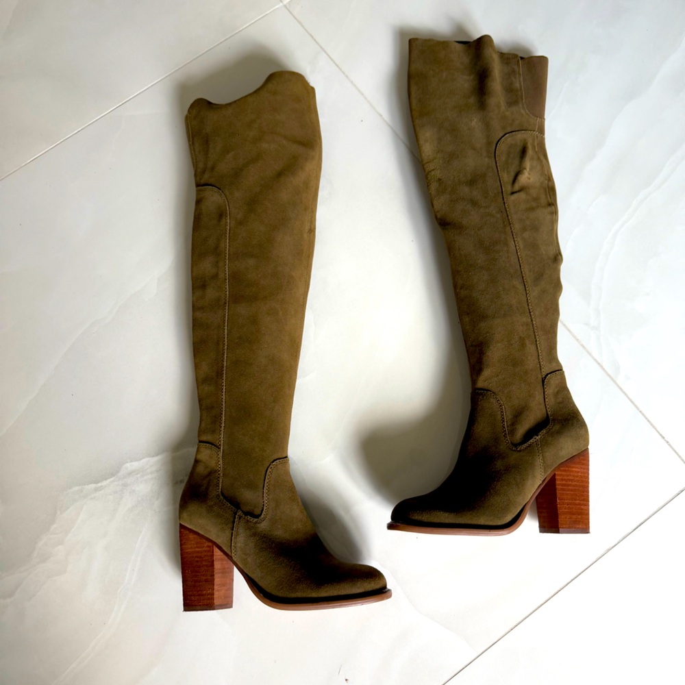 Green suede thigh high over the Knee-High Boots